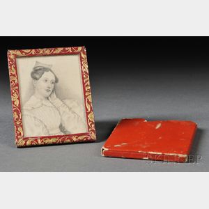 American School, 19th Century Cased Double Miniature Portraits of a Young Woman, Reportedly Clara Barton.