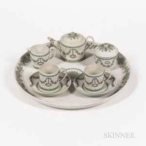Assembled Six-piece Wedgwood Tricolor Jasper Tea Service with Tray