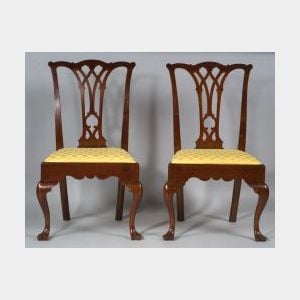 Pair of Chippendale Walnut Carved Side Chairs