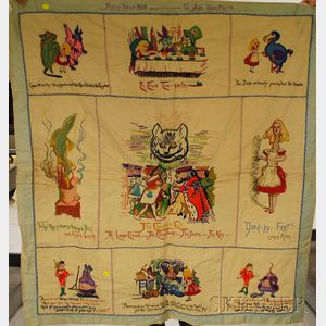 Christmas 1938 Childs Alice in Wonderland Embroidered Bedspread.