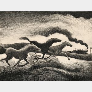 Thomas Hart Benton (American, 1889-1975) Running Horses