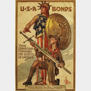 Third Liberty Loan Campaign Boy Scouts of America WWI Lithograph Poster
