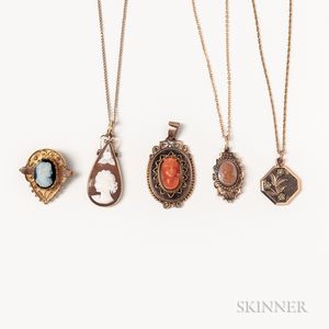 Group of Victorian Cameos and a Locket