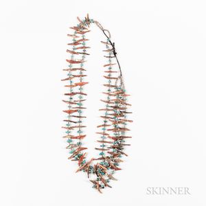 Zuni Shell and Turquoise Fetish Necklace
