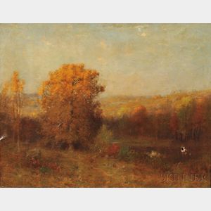 Joseph H. Greenwood (American, 1857-1927) Sun Setting on an Autumn Landscape