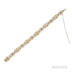 Art Nouveau 14kt Gold and Sapphire Bracelet, Sloan & Co.