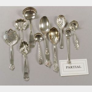 Thirty Assorted Silver Flatware Serving Pieces