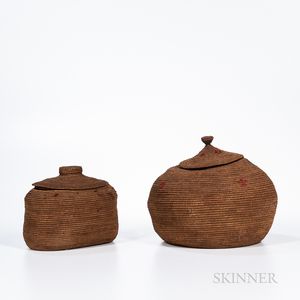 Two Lidded Eskimo Baskets