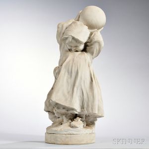 Continental School, Late 19th/Early 20th Century Marble Sculpture of a Young Girl