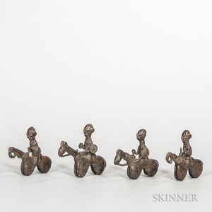 Four Lobi-style Bronze Equestrian Figures