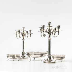 Five-piece German .800 Silver Garniture