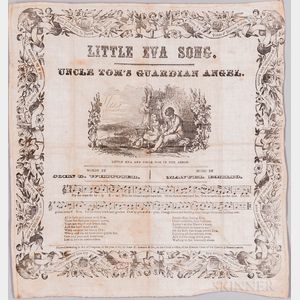 Stowe, Harriet Beecher (1811-1896) Uncle Tom's Cabin , Printed Handkerchief, Little Eva Song.