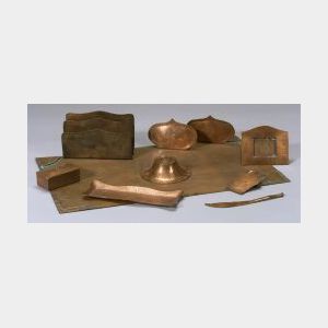Gustav Stickley Craftsman Workshop Ten-Piece Copper Desk Set
