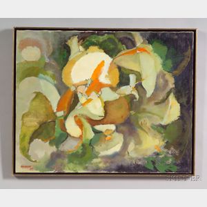 Marilyn Garnick (American, 20th Century) Abstract Green Floral Composition