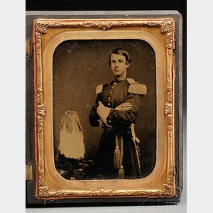 Cased Militia Officer's Half Plate Ambrotype