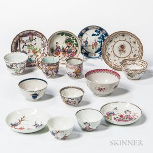 Group of Export Porcelain Tea Bowls and Saucers