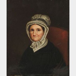American School, 19th Century Portrait of a Woman in a Red Chair
