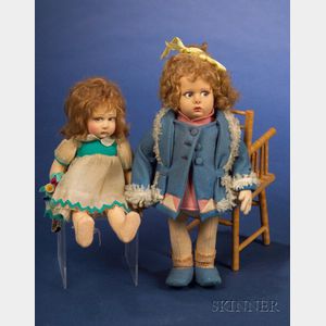 Two Lenci Felt Girl Dolls