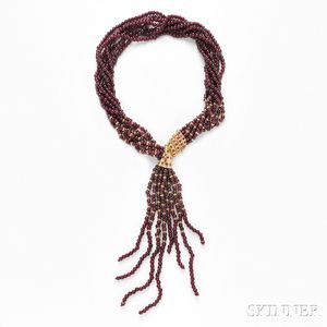 14kt Gold, Ruby, and Garnet Bead Necklace