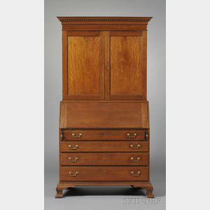 Chippendale Carved Cherry Secretary Bookcase