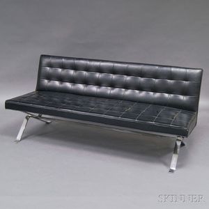 Mid-century Vinyl and Chromed Steel Sofa