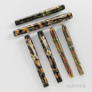 Six Gold Bond "Stonite" Lever Filler Fountain Pens