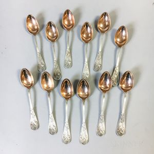Twelve Tiffany & Co. "Japanese" Pattern Sterling Silver Demitasse Spoons