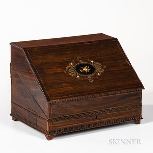 Early Victorian Slant-lid Inlaid Rosewood Box