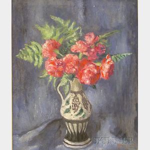 Framed Oil on Canvas Still Life with Flowers by Kalman Oswald (American, 1888-1975)