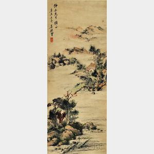 Hanging Scroll of a Mountainous Landscape