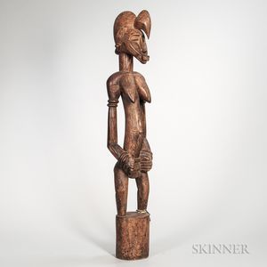 Senufo-style Carved Wood Figural Rhythm Pounder