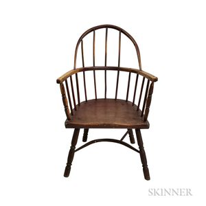 Primitive Red-stained Sack-back Windsor Chair