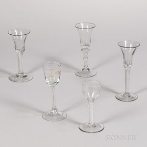 Five Decorative Stem Wineglasses