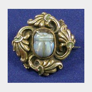 Art Nouveau Sterling Silver, Opal, and Enamel Brooch