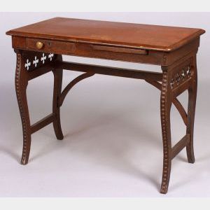 American Reformed Gothic Oak Writing Table