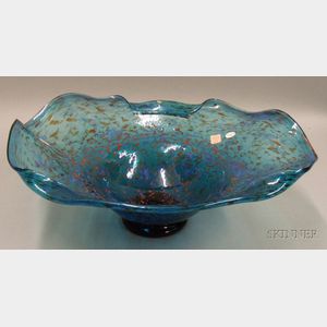 Large Blue Pairpoint Footed Bowl