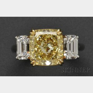 Platinum and Fancy Yellow Diamond Solitaire