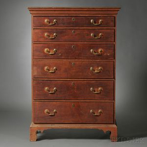 Chippendale Red-stained Maple Tall Chest of Drawers