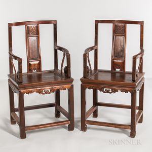 Pair of Hardwood Armchairs