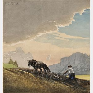 Hans Frank (Austrian, 1884-1948) Plowing