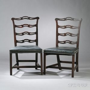 Pair of Chippendale Mahogany Ladder-back Side Chairs