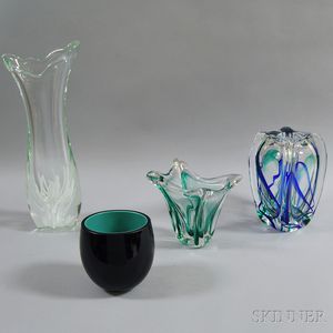 Four Modern Art Glass Vases