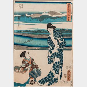 Two Brushes: Utagawa Hiroshige (1797-1858) and Toyokuni III (1786-1865),Woodblock Print