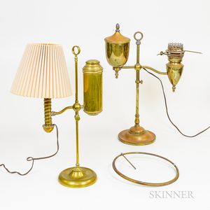 Two Brass Student Lamps