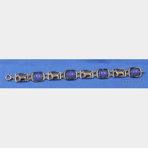 14kt Gold and Stained Blue Chalcedony Scottie Bracelet, Carter Howe