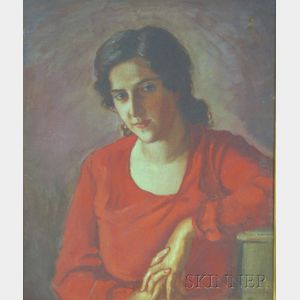 Framed Oil on Canvas Portrait of Elizabeth by Kalman Oswald (American, 1888-1975)