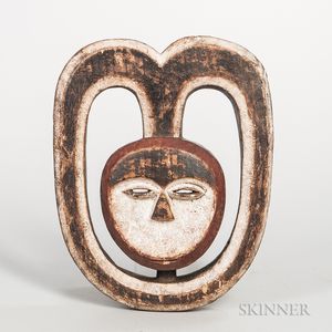 Bakwele-style Polychrome Carved Wood Mask