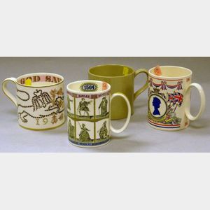 Four Modern Wedgwood Ceramic Commemorative and Collector Mugs.