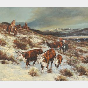 Attributed to John Stanford (American, 20th Century) Cattle Drive.