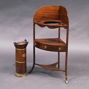 Georgian Mahogany Washstand and a Copper and Brass Grain Holder
